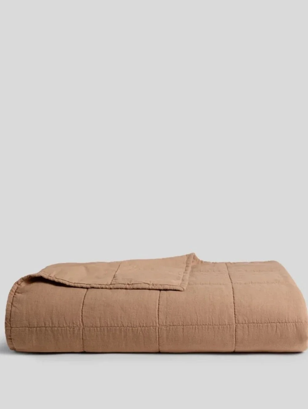 Parachute Linen Box Quilt- Full, Queen - Adobe